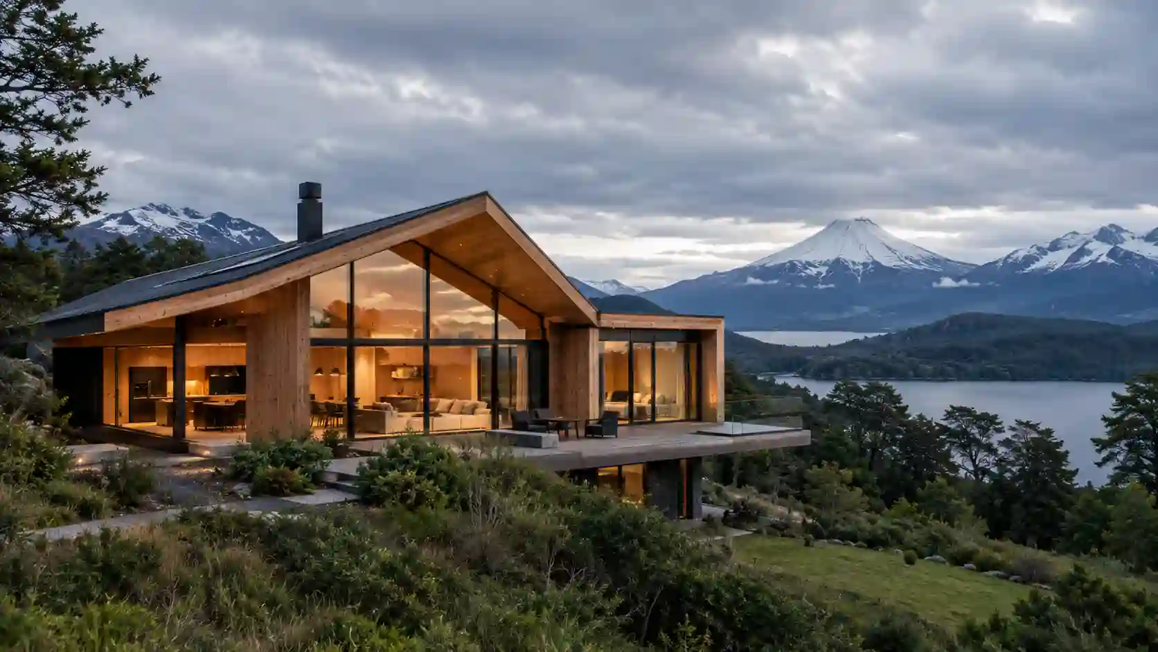 Modern Cross-Laminated Timber home in Southern Chile landscape
